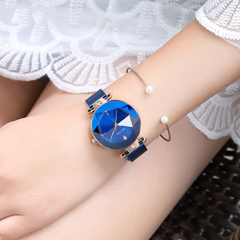 MEGIR 4209 Fashion Cutting Dial Women Watch Light Luxury Waterproof Quartz Watch