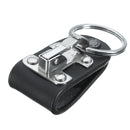Quick Release Belt Clip Ring Holder Detachable Stainless Steel Black Leather Key Chain Keyring