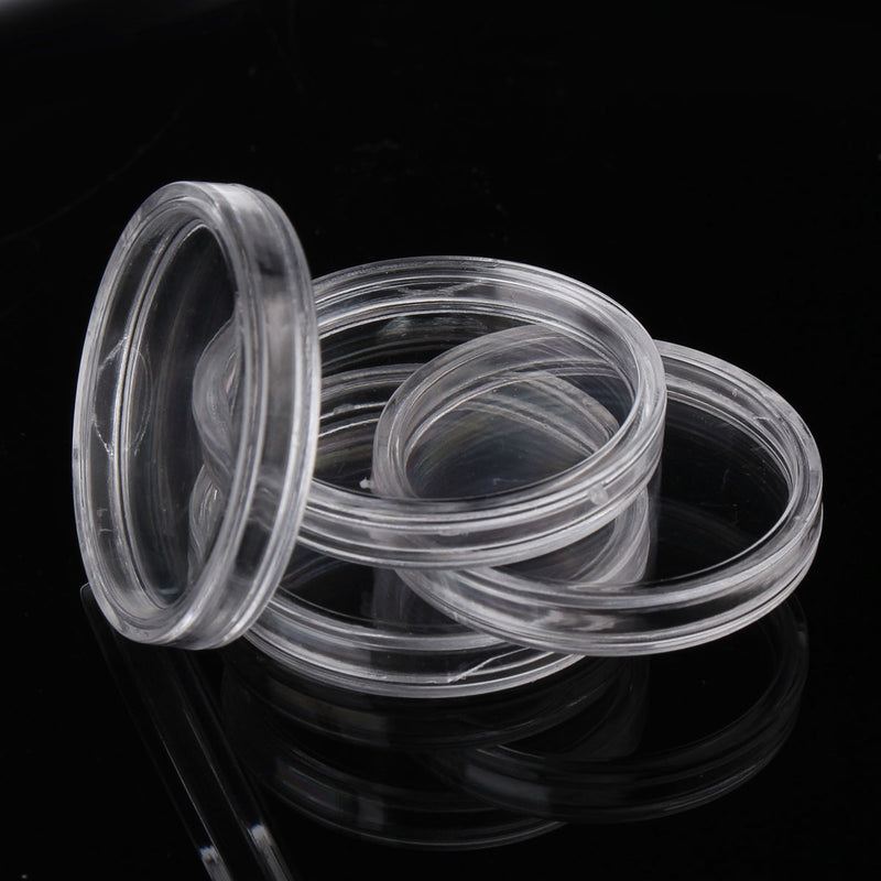 Coin Collection Box 100PCS 30MM Round Coin Case Transparent Storage Box Plastic Organizer Container