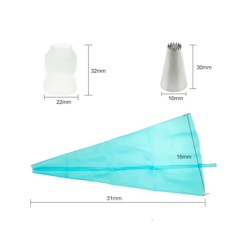 KCASA KC-PN15 7pc/set Silicone Icing Piping Cream Pastry Bag Stainless Steel Nozzle Sets Cake DIY De