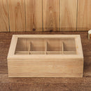 8 Compartments Wooden Tea Box Glass Top Lid Cover Container Teabags Display Storage Gift