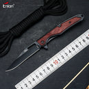 Enlan EW009 8Cr13Mov Blade Wood Handle with Folding Knife Home Outdoor Pocket Knife Portable Cutter