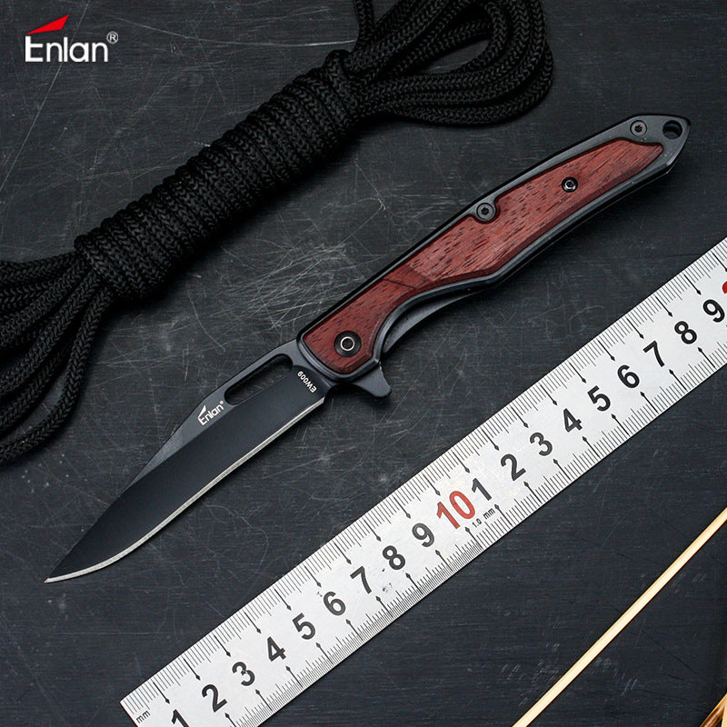 Enlan EW009 8Cr13Mov Blade Wood Handle with Folding Knife Home Outdoor Pocket Knife Portable Cutter