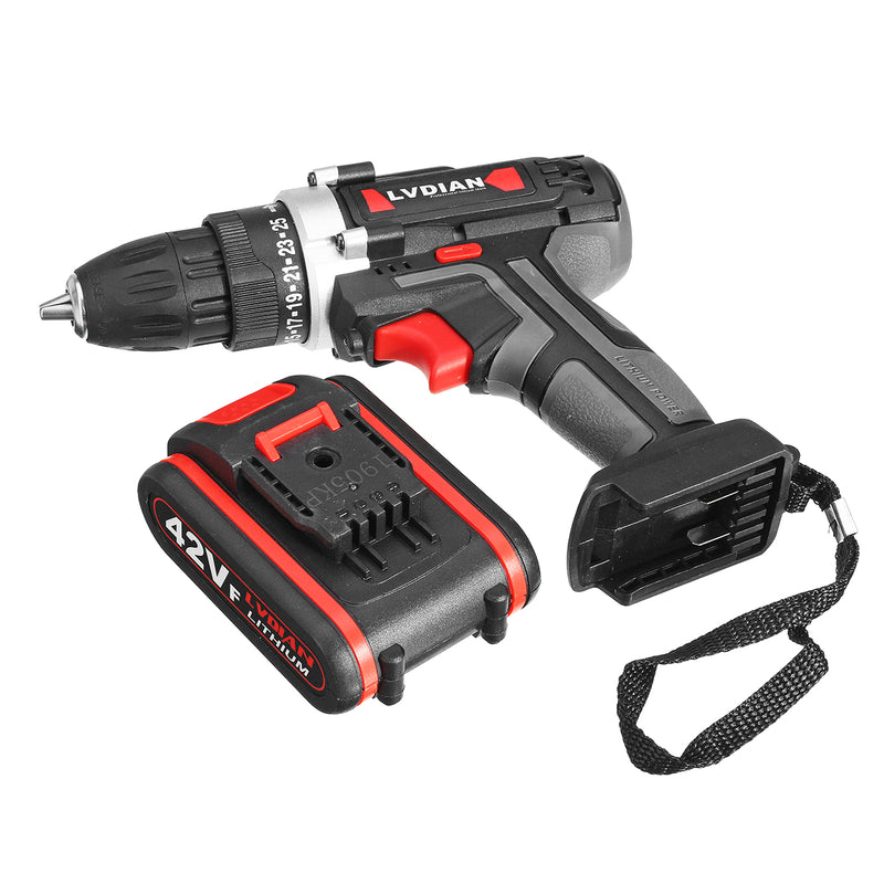 42V Li-Ion Battery Cordless Electric Impact Drill Driver Screwdriver LED Light