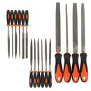 Drillpro 16/18Pcs Carbon Steel Files Set Flat/Triangle/Half-round/Round Large File and Needle Files, Soft Rubbery Handle for Woodworking Shaping