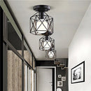 Industrial Vintage Metal Cage Pendant Lamp Diamond Shape Metal Ceiling Light for Bar Kitchen AC110V