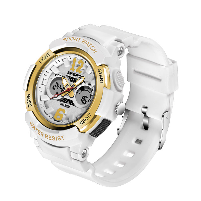 SANDA 757 Calendar Luminous Display Fashion Design Children Watch Dual Display Digital Watch for Kids