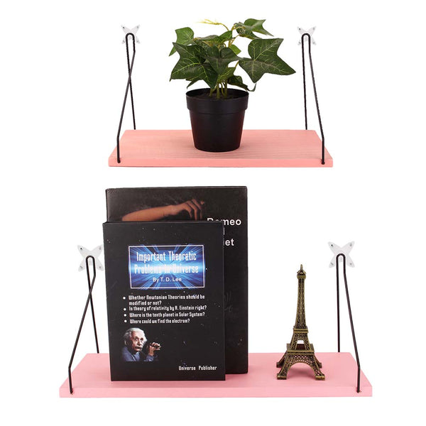 Pink Household Wooden Hanging Holder Wall Mount Rack Creative Home Hooks