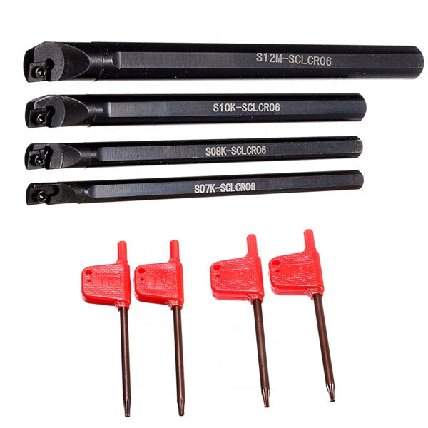 4pcs S07K/S08K/S10K/S12M-SCLCR06 CNC Lathe Boring Bar Turning Tool Holder with 4pcs T8 Wrenches