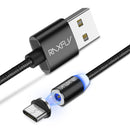 RAXFLY Type C LED Magnetic Braided Charging Phone Cable 1m For Oneplus5t Xiaomi 6 Mi A1 Huawei Mate 10 Pro S9+