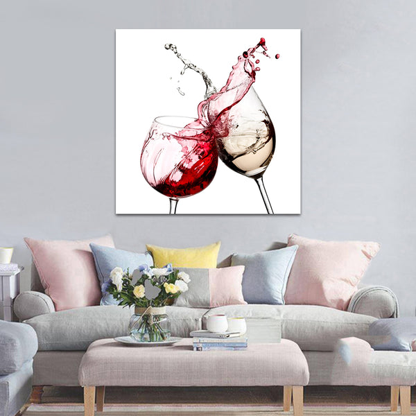 Red White Glasses Kitchen Wall Sticker Art Pictures Wall Art Prints Unframed
