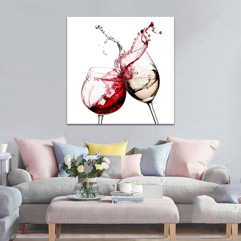 Red White Glasses Kitchen Wall Sticker Art Pictures Wall Art Prints Unframed