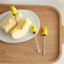 6 Pcs Silicone Bee Fruit Forks Mini Cartoon Animal Stainless Steel Salad Dessert Fruit Fork Picks