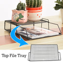 1 Piece Stackable Iron Top File Tray Mesh A4 Paper Organizer Document Top Cover File Holder Desktop Office Books Magazines Newspaper Top Storage Tray