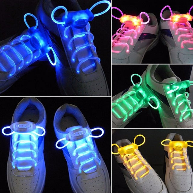 1 Pair LED Light Bestselling 80CM Flash Luminous Fashionable Glass Fiber Cool Design Shoelaces