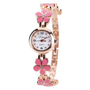 LVPAI XR694 Rose Gold Case Ladies Watch 3D Flower Quartz Bracelet Watch