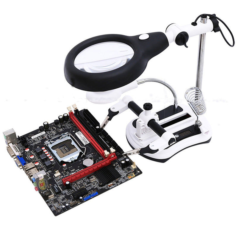 10X Soldering Magnifier Desk Lamp Repair Clamp Desktop Magnifying Glasses with 18 LED Light