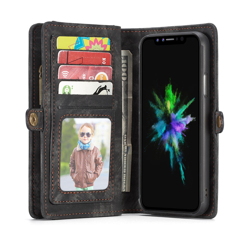 Caseme Magnetic Detachable Zipper Wallet Cash Pocket Card Slots Protective Case For iPhone XS Max