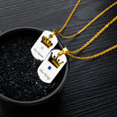 Her King His Queen Crown Couple Square Titanium Steel Necklace