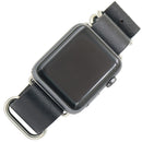 18/20/22mm Kraft Layer Leather Watch Strap Stainless Steel Rings Watch Band