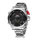 OHSEN AD1608 LED Display Outdoor Digital Watch 3ATM Waterproof Full Steel Quartz Watch