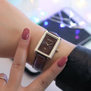 REBIRTH RE203 Square Dial Women Wrist Watch Elegant Design Leather Band Quartz Watches