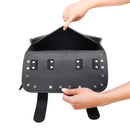 Motorcycle PU Leather Black Tool Bag Front Fork Handlebar Saddlebags Roll Barrel Style