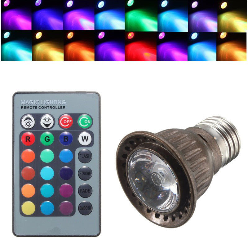 E27 3W RGB Remote Controlled Colorful changing LED Light Bulb AC 85-265V