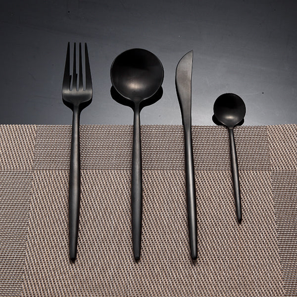 KCASA FL2 4 Pieces Food Grade 304 Stainless Steel Flatware Set Matte Dinnerware Cutlery Tableware