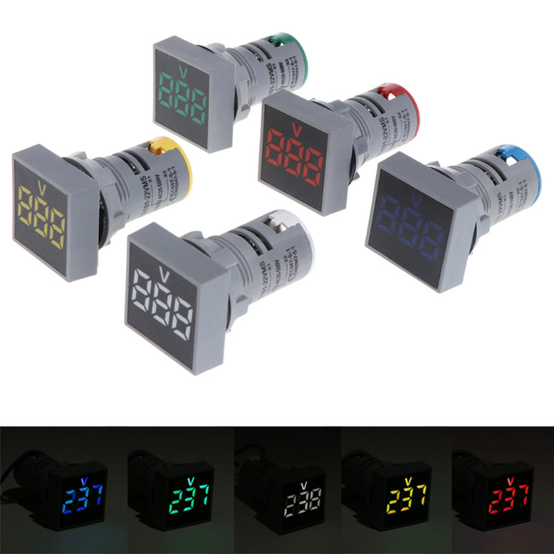 10pcs Red 22MM AC 12-500V Voltmeter Square Panel LED Digital Voltage Meter Indicator Light