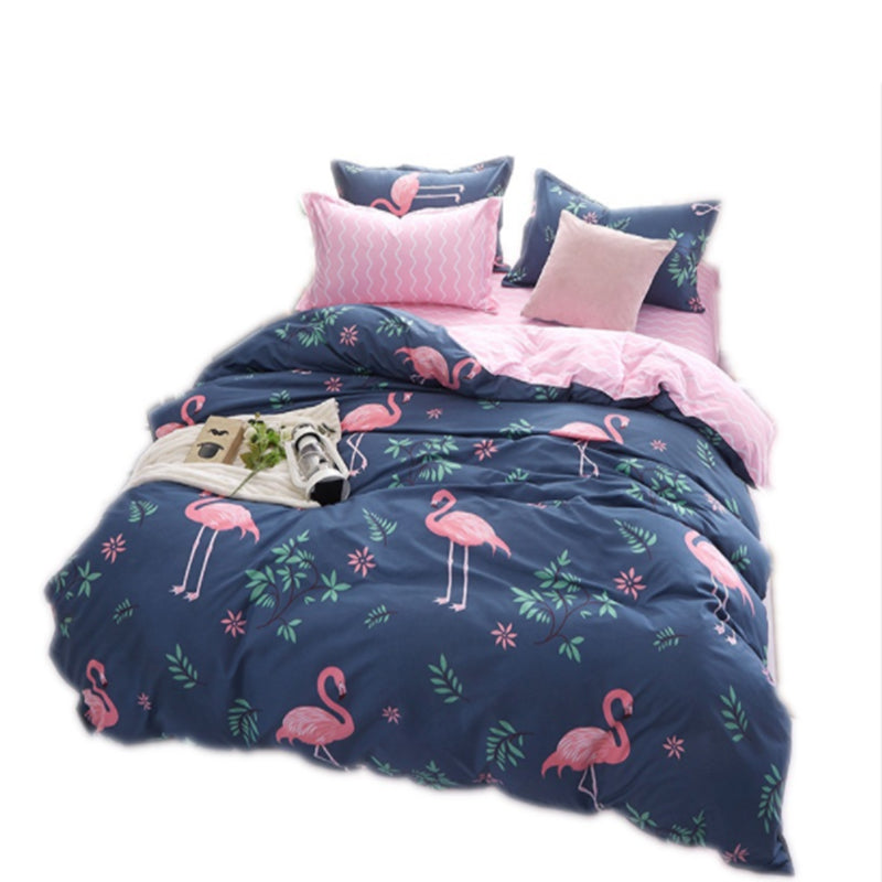 4PCS Bedclothes Polyester Print Bedding Sets Quilt Duvet Cover Pillowcase Decor