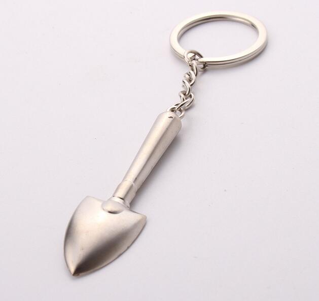 1PC Keyring Tools Metal Silver Keychain Work Shovel Mini Tool Shovel Keyring Metal Keychain Work Tools