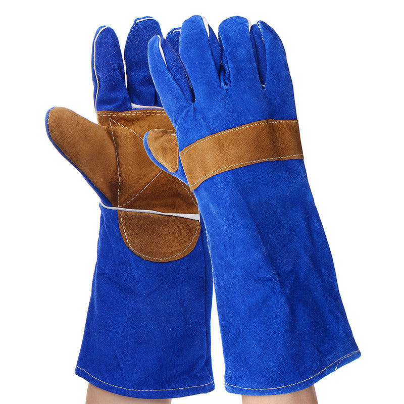 35cm Heavy Duty Black MIG Welding Gloves Gauntlets Welders Leather Thicken Glove