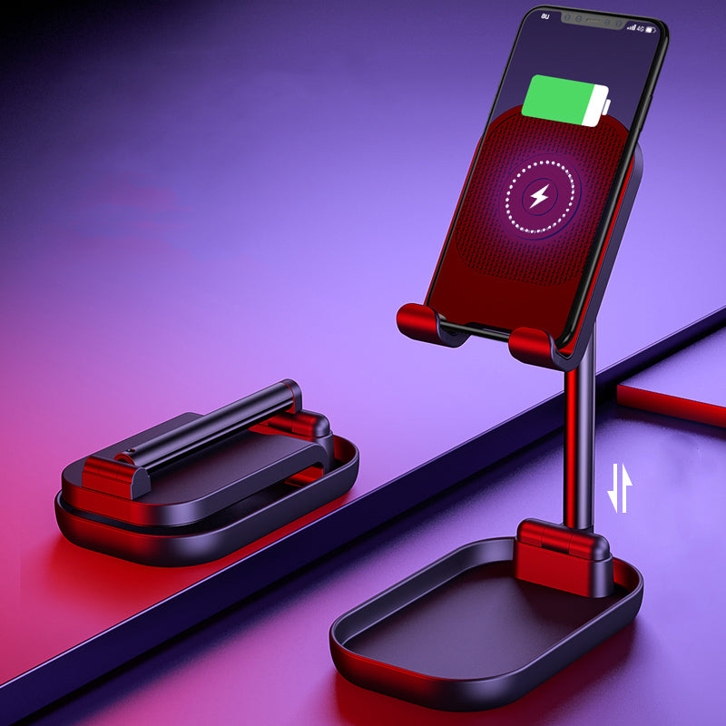 10W Dual Coils Qi Wireless Charger Desktop Foldable Extendable Phone Holder Tablet Stand For Smart Phones Tablet iPad Under 12.9 Inch
