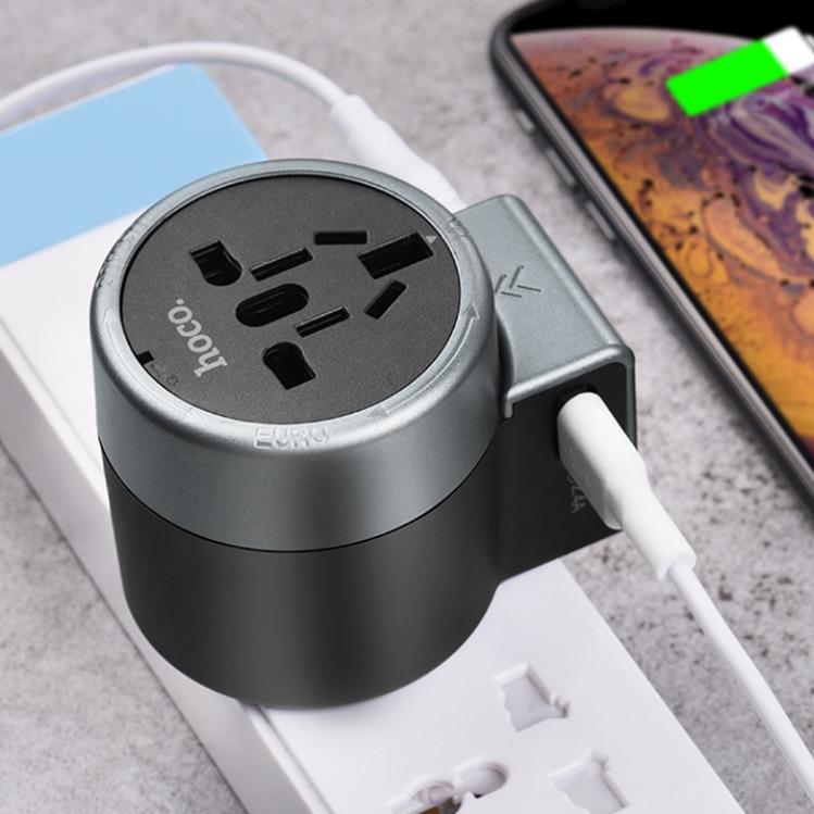 HOCO AC4 Dual Port Rotating Charging Universal Converter USB Charger for Mobile Phone