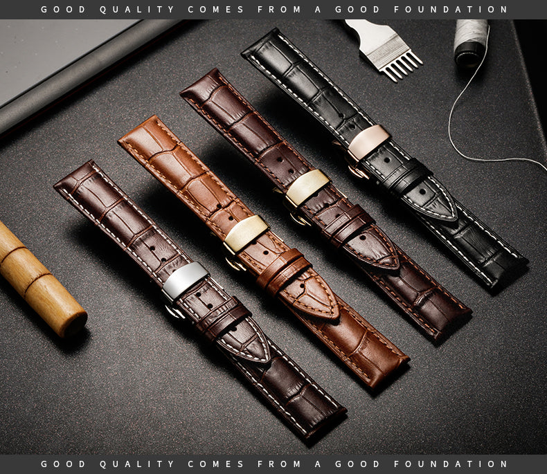 Bakeey 22mm Genuine Leather Strap Replacement Alligator Grain Watch Band