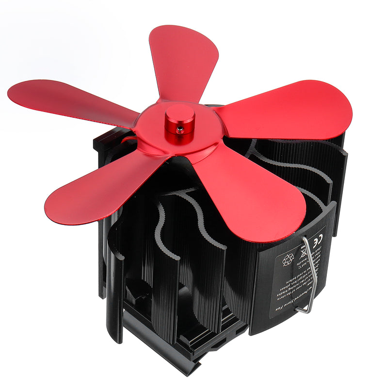 5 Blades Heat Powered Stove Fireplace Fan Silent Wall Mounted Eco-Friendly Heat Circulation Eco Fan