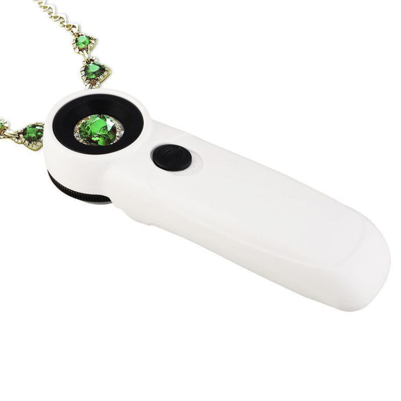 40X Jewelry Magnifier 2 LED Light Optical Glass Lens Magnifying For Jewelry Stamps Coin Collectors