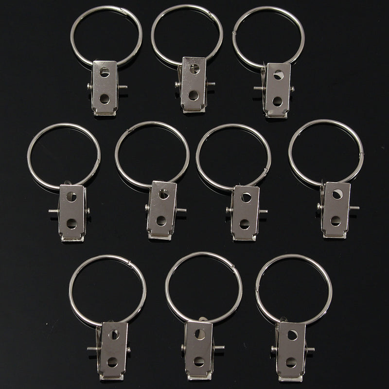 10pcs Metal Shower Curtain Rod Hook with Clip Bathroom Fitting