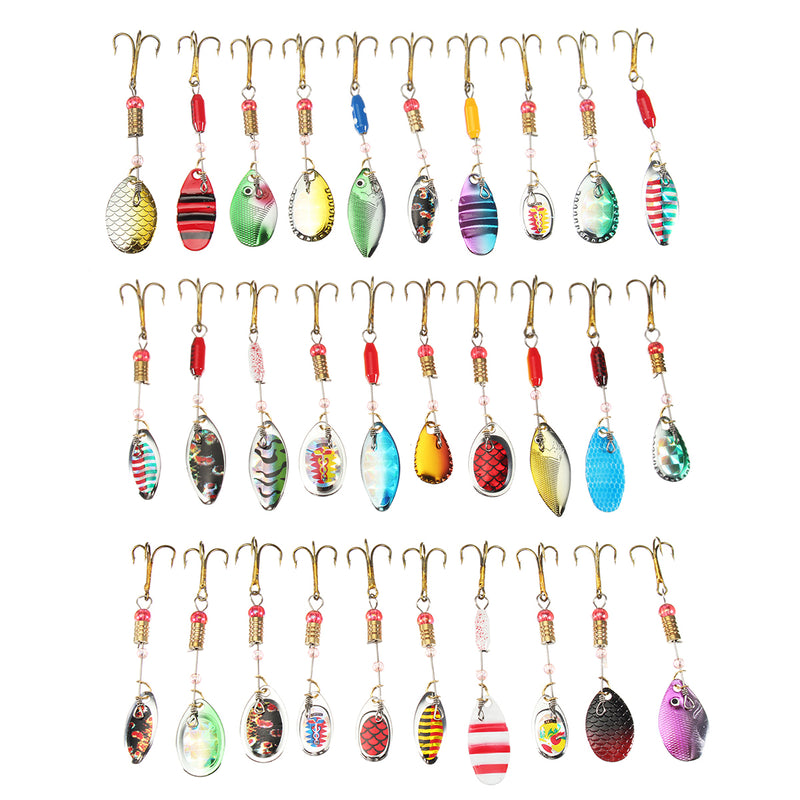 ZANLURE 30pcs/lot Colorful Tront Spoon Metal Fishing Lure Spinner Bait Bass Tackle With Box