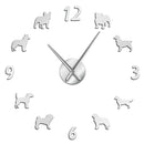 Different Dog Breeds Large Wall Clock Dog Lovers Pet Owners Home Decor Giant Wall Clock Modern Design DIY Puppies Wall Watch