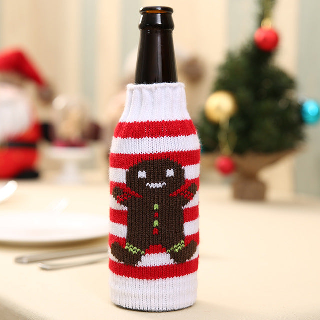 New Arrival Beer Cocktail Bottle Decor Cartoon Knitting Bottle Cover Bags Clothes Home Party Dinner