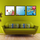 Miico Hand Painted Three Combination Decorative Paintings Dancing Botanic Peony Flower Wall Art For Home Decoration