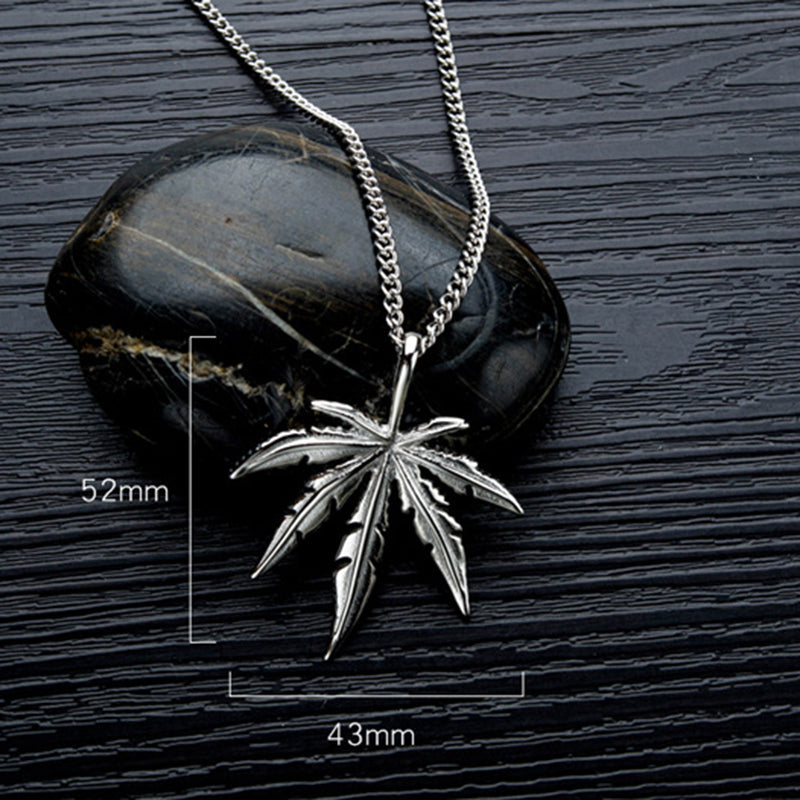 Creative Tree Hemp Maple Leaf Pendant Titanium Steel Male Necklace