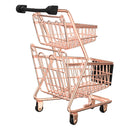 Children Mini Metal Shopping Trolley Kids Pretend Role Play Desktop Organizer Toy