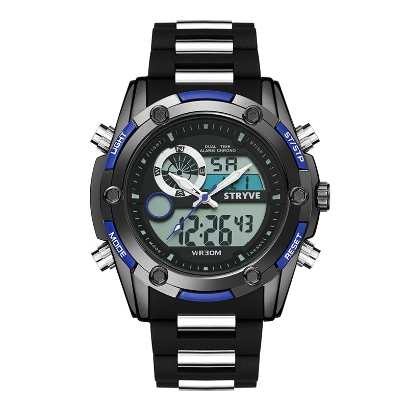 STRYVE S8006 Dual Display Digital Watch Chronograph Alarm Stopwatch Luminous Display Sport Watch