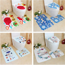 3Pcs Bathroom Cartoon Flannel Toilet Pad Digital Printed PVC Latex Bottom Anti-slip Floor Mat Set