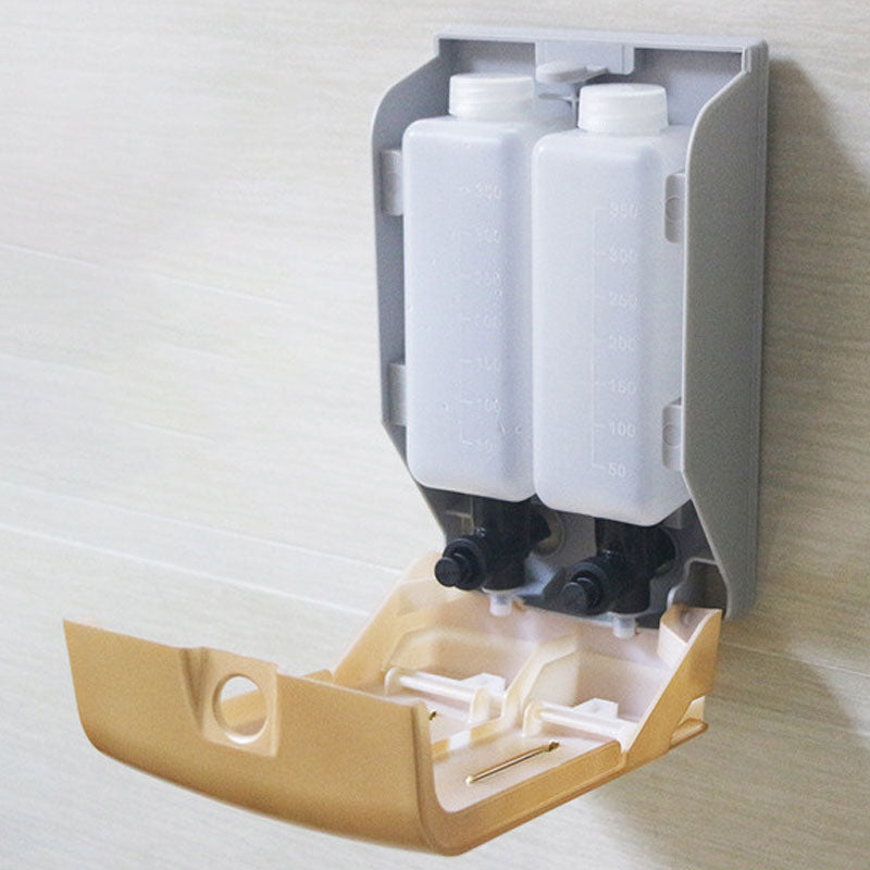 Wall Mounted Double Manual Liquid Soap Dispenser Hand Pressing Lotion Container
