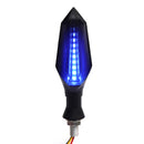 2pcs Smoked Motorcycle Blue LED Turn Signal Lamp Sequential Flowing Indicator Lights