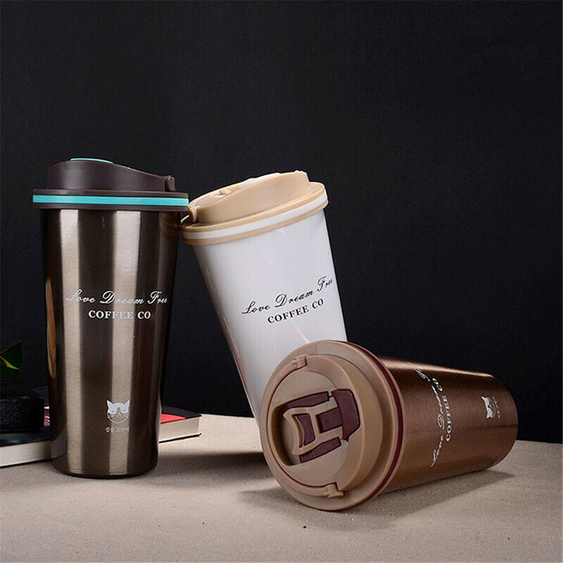 500ML Stainless Steel Leakproof Insulated Thermal Portable Car Travel Coffee Mug Cup
